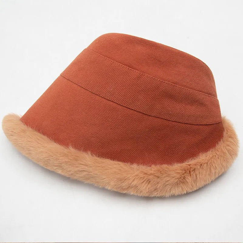 Fischerhut Damen Winter | Bucket Hat | Kunstfell Rand | Gefüttert-HauteBerlin
