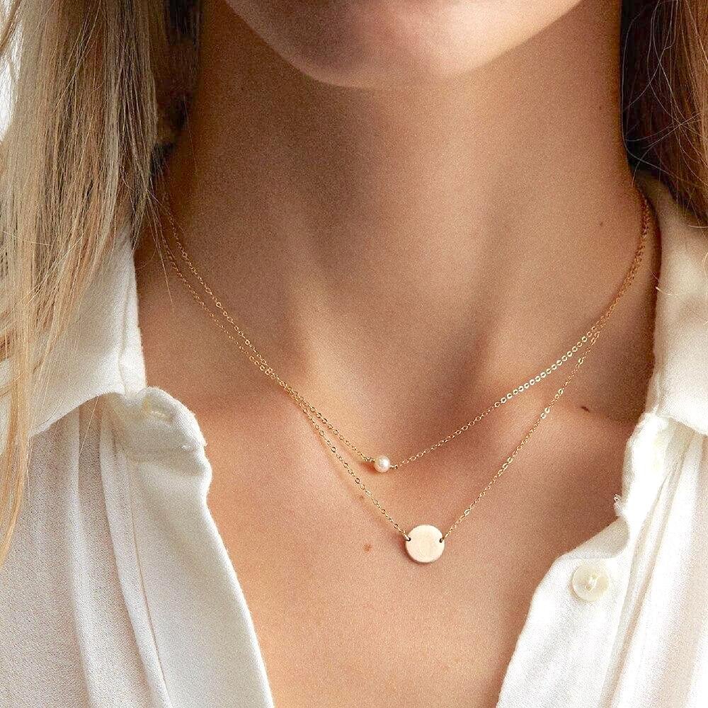 Halskette Damen | Goldfarben mit Perle | Minimalistisch aus Edelstahl-HauteBerlin