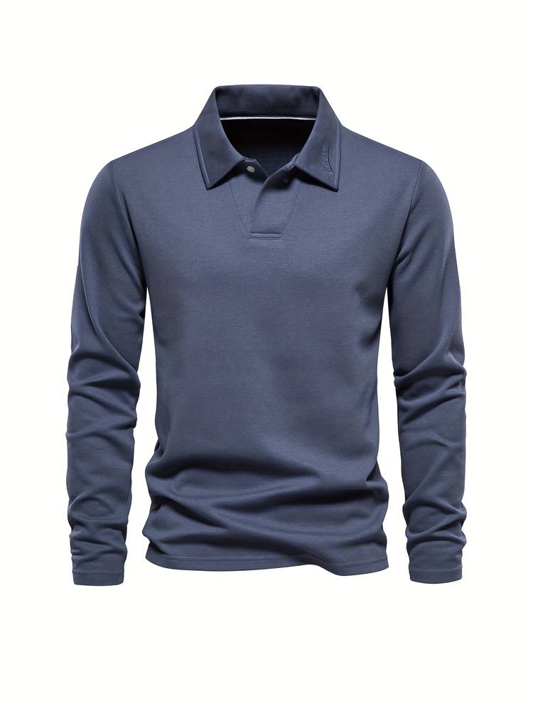 Herren-Poloshirt | Mit Kragen | Einfarbig | Langarmshirts | Langarm-T-Shirts-HauteBerlin