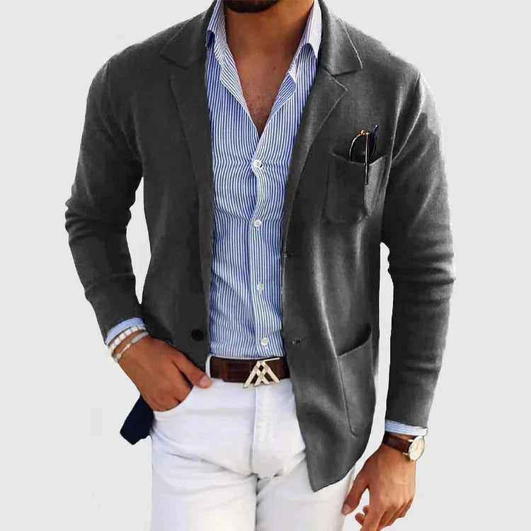 Herren-Strickjacke – mit Knöpfen – Taschen – Strickjacke – Strickjacke-HauteBerlin
