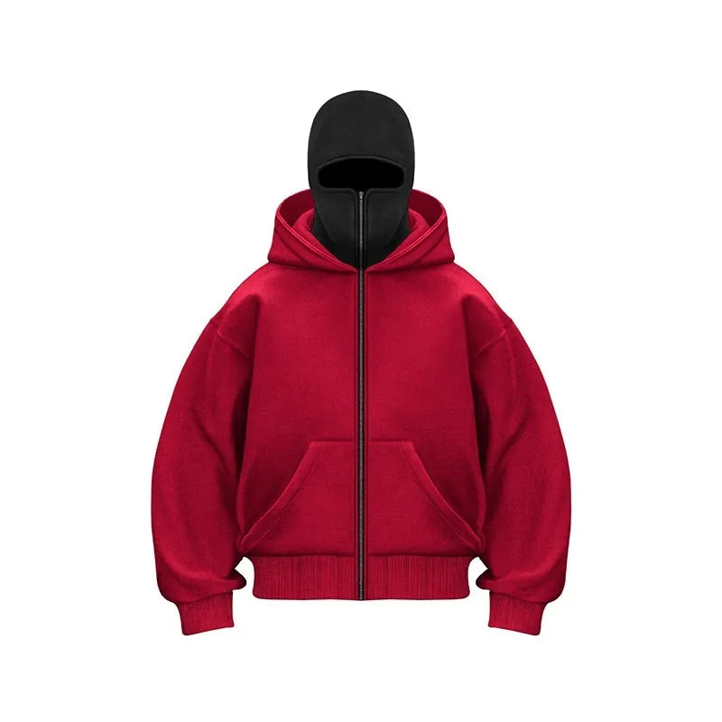 Hoodie mit Maske – Warmer Herren-Hoodie mit Reißverschluss und Gesichtsmaske-HauteBerlin