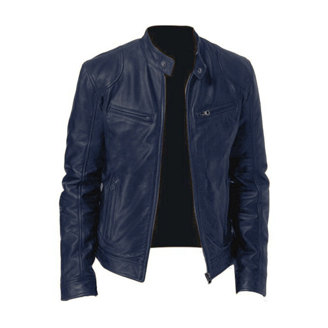 Lederjacke – Klassische Herren-Bikerjacke mit Reißverschluss für den Herbst-HauteBerlin