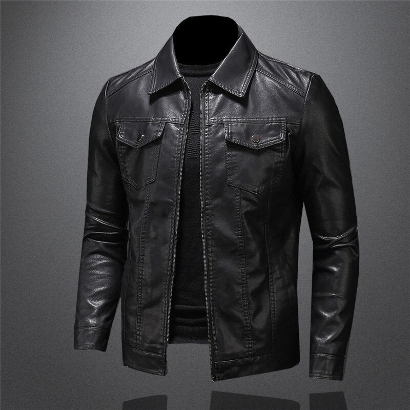 Lederjacke | Schmaler Schnitt | Reißverschluss | Schwarze Jacke | Herren-Lederjacke-HauteBerlin