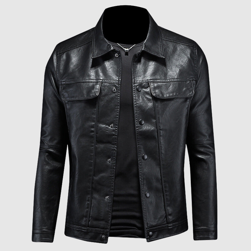 Lederjacke – zum Knöpfen – Taschen – Bikerjacke – Herrenlederjacke-HauteBerlin
