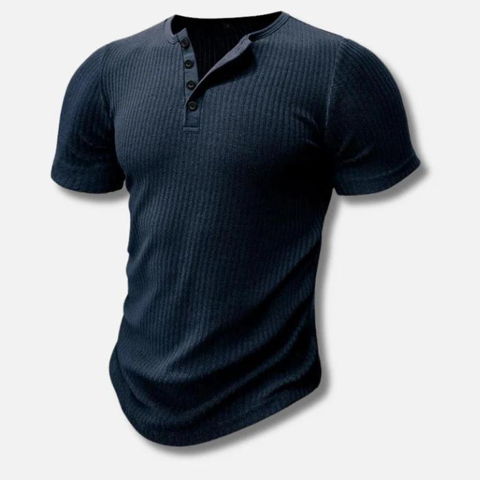 Muscle Fit Henley T-Shirt für Männer-HauteBerlin