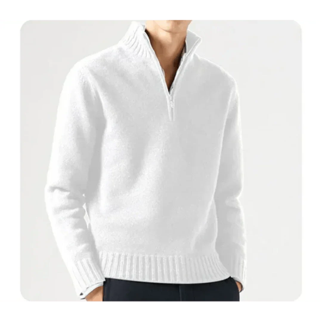 Polo Pullover - Herren Strickpullover mit viertel Reißverschluss Pullover-HauteBerlin