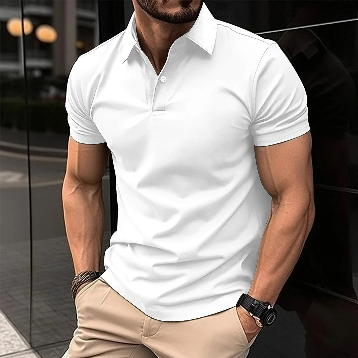 Polo-T-Shirt – halblanger Knopfleiste – Umlegekragen – Polo-Shirts – T-Shirts für Herren-HauteBerlin