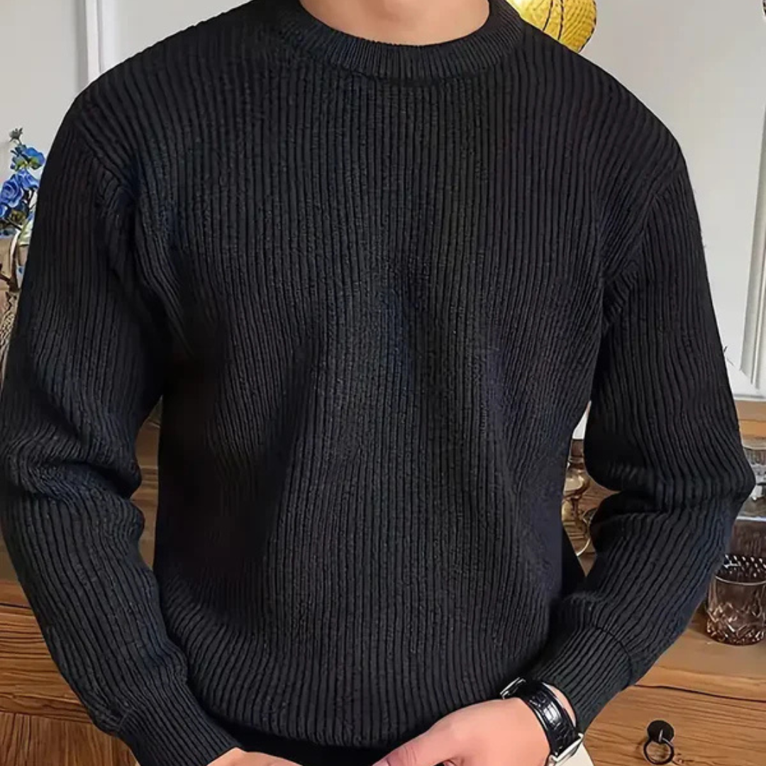 Pullover - Herren Rundhalsausschnitt Rippenstrickpullover-HauteBerlin