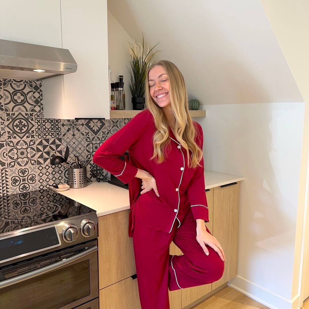 Schlafanzug Damen | Knopfleiste | Langarm Loungewear-HauteBerlin