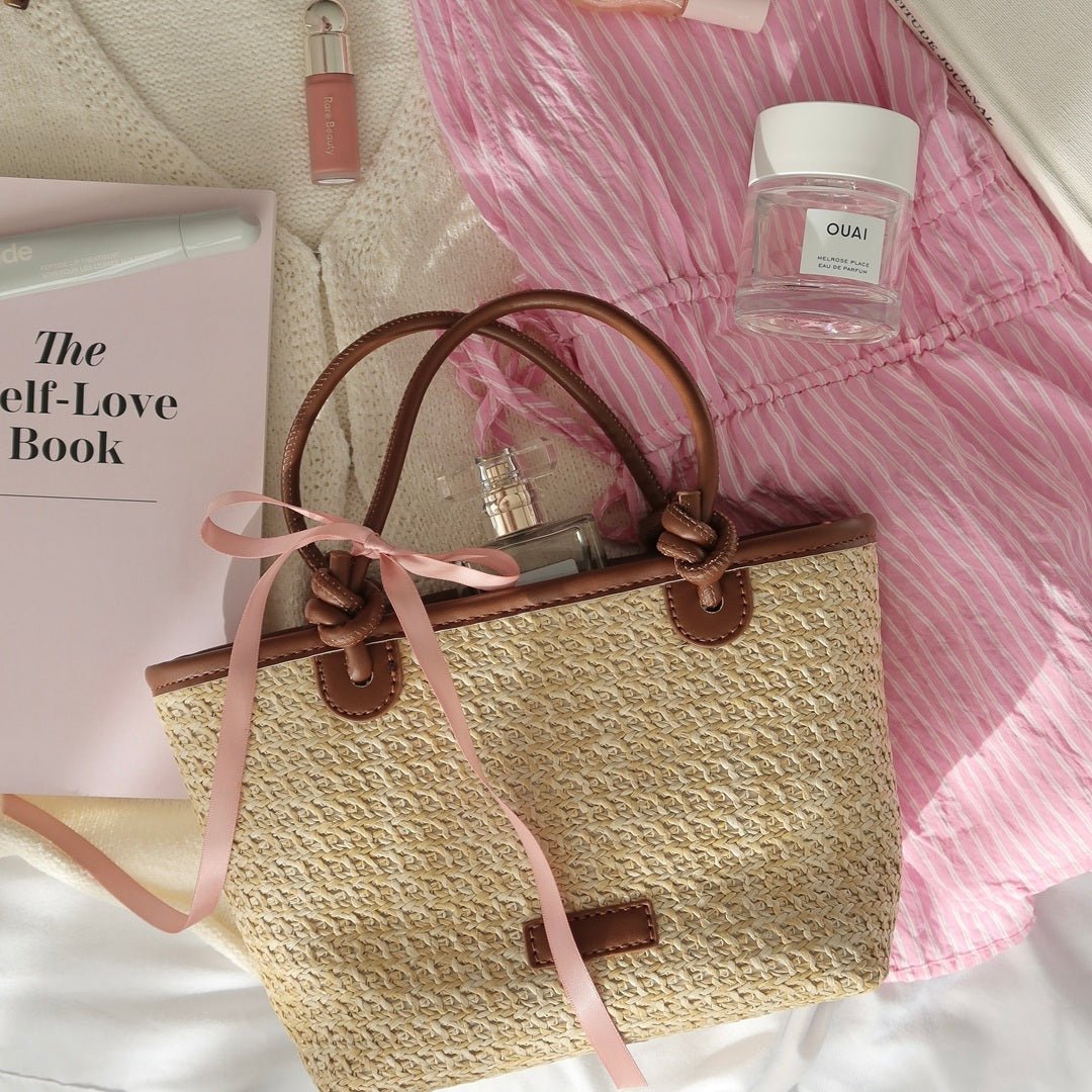 Strandtasche Damen | Geflochtener Shopper | Sommer Umhängetasche-HauteBerlin