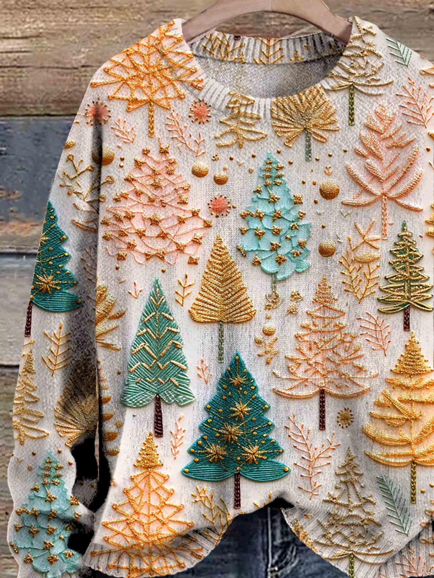 Weihnachts-Pullover – übergroßer Strickpullover mit Weihnachtsbaum für Damen-HauteBerlin