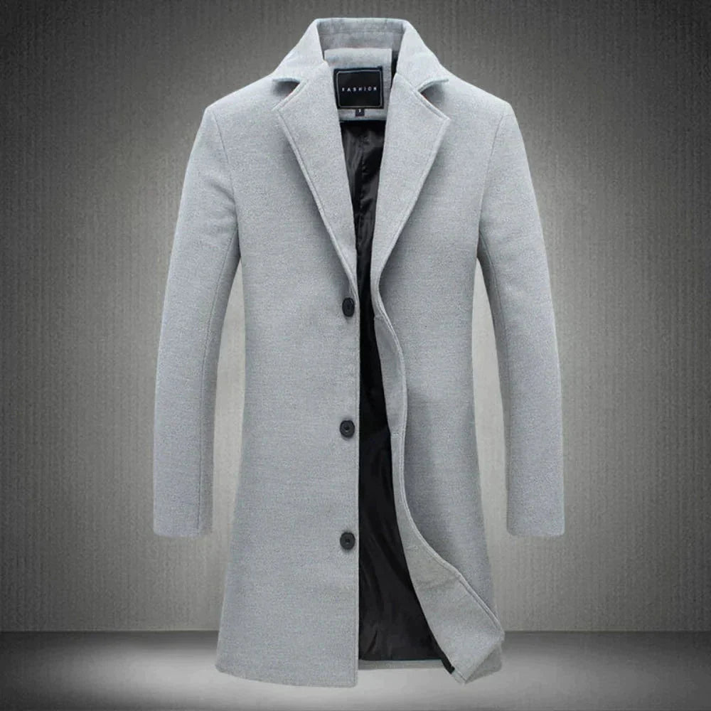 Wollmantel | Umlegekragen | Einreihig | Winterjacke | Wollmantel für Männer-HauteBerlin