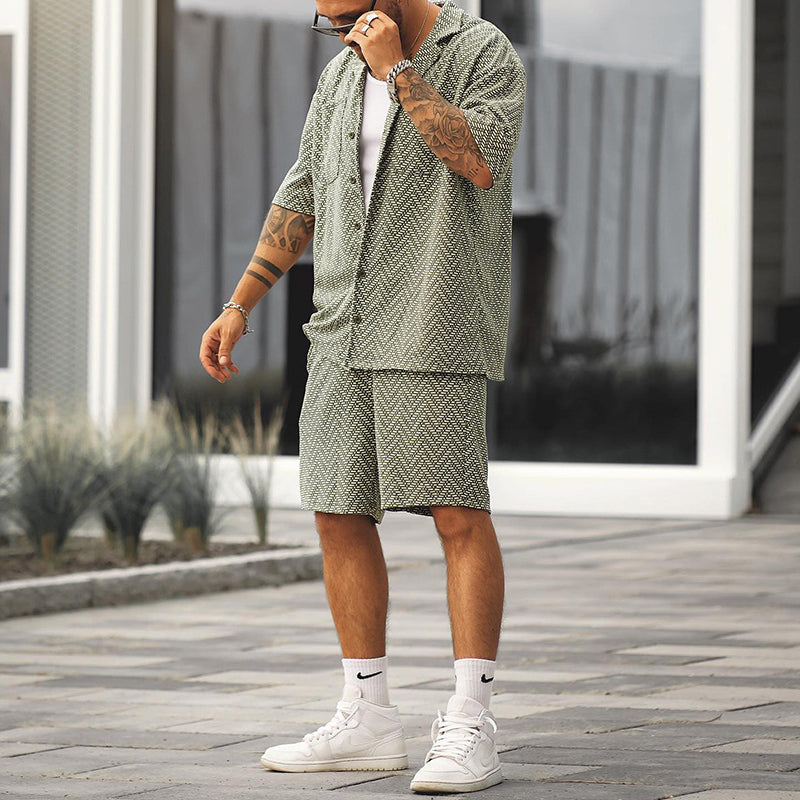 Zweiteiliges Set – Kurzarmhemd und Shorts für Herren für den Sommer-HauteBerlin