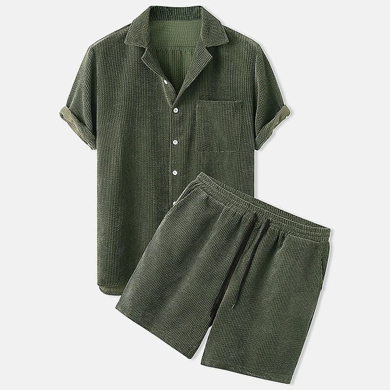 Zweiteiliges Set | Kurze Ärmel | Cord | Sommerkleidung | Herrenbekleidung-HauteBerlin