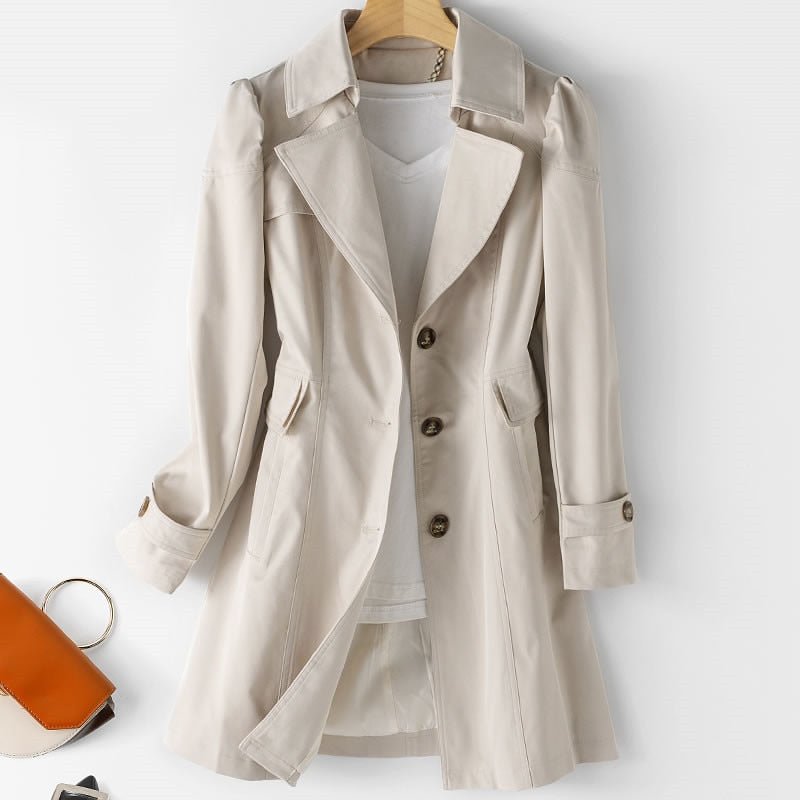 Trenchcoat Damen | Leicht | Tailliert | Knopfleiste