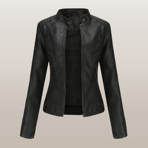Bikerjacke Damen | Tailliert | Stehkragen | Reißverschluss