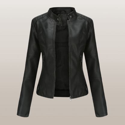 Bikerjacke Damen | Tailliert | Stehkragen | Reißverschluss