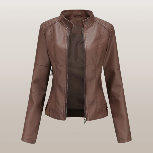 Bikerjacke Damen | Tailliert | Stehkragen | Reißverschluss