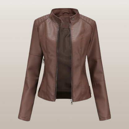 Bikerjacke Damen | Tailliert | Stehkragen | Reißverschluss