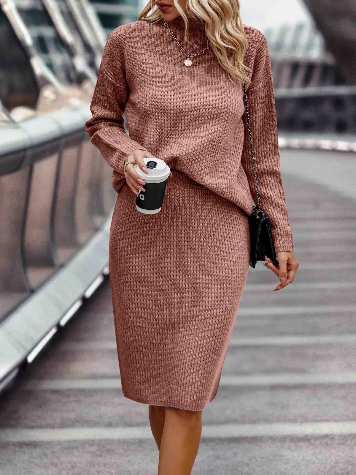 Strickzweiteiler Damen | Pullover | Midirock | Acht Farben