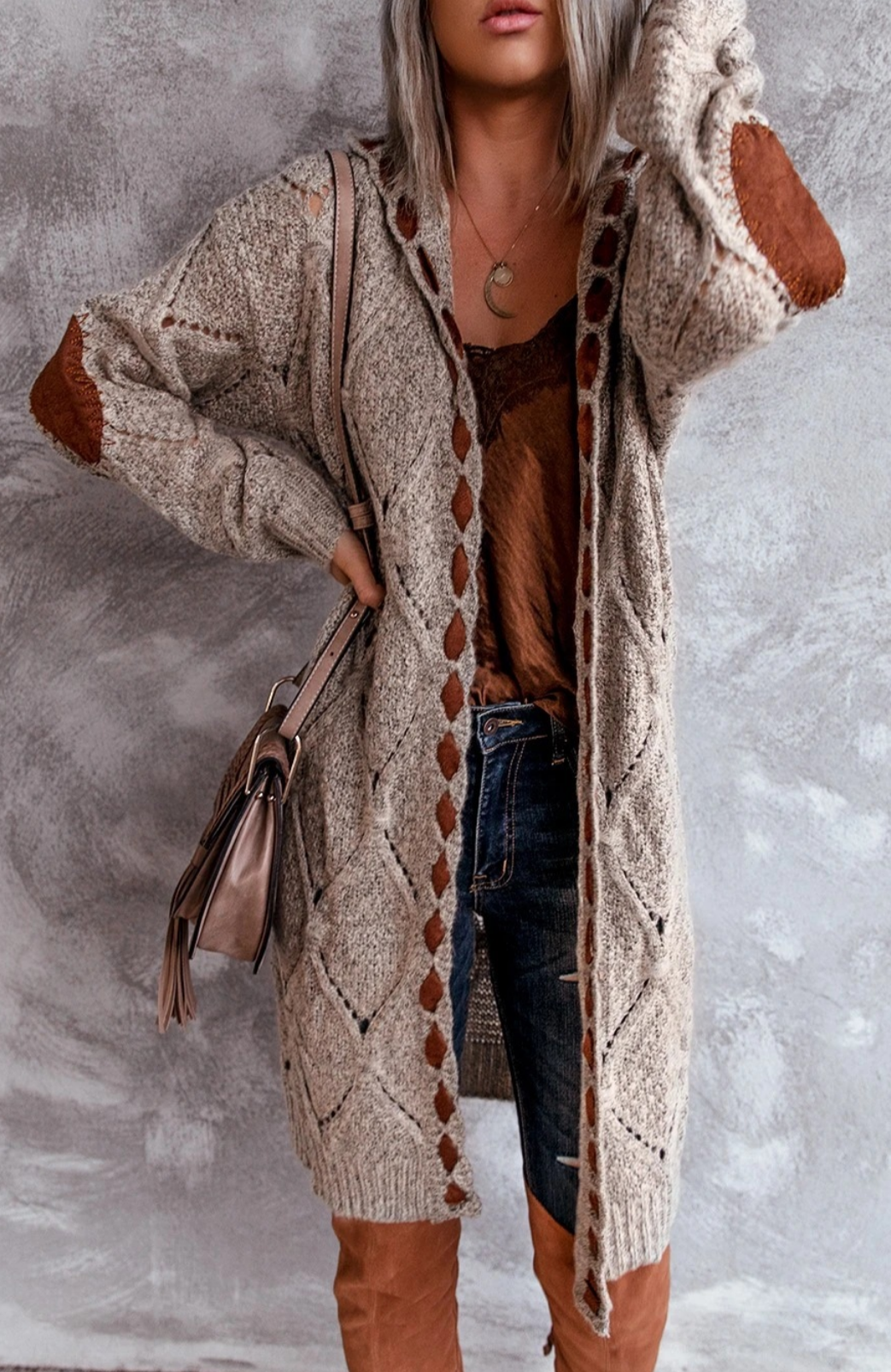 Strickjacke Damen | Lang | Kapuze | Grobstrick-HauteBerlin