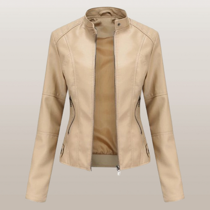 Bikerjacke Damen | Tailliert | Stehkragen | Reißverschluss