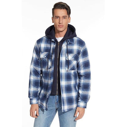 Kapuzenjacke - Kariert - Gestepptes Innenfutter - Zip-Up Hoodie - Herrenjacke-HauteBerlin