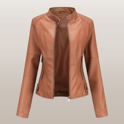 Bikerjacke Damen | Tailliert | Stehkragen | Reißverschluss
