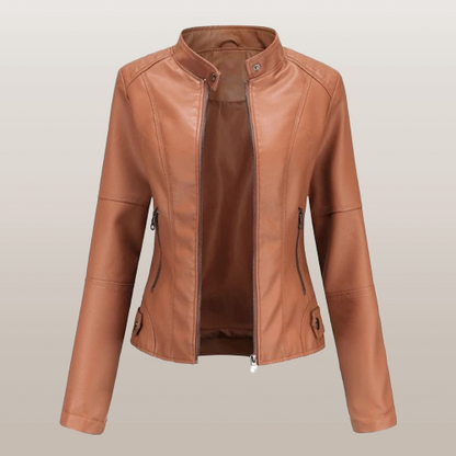 Bikerjacke Damen | Tailliert | Stehkragen | Reißverschluss