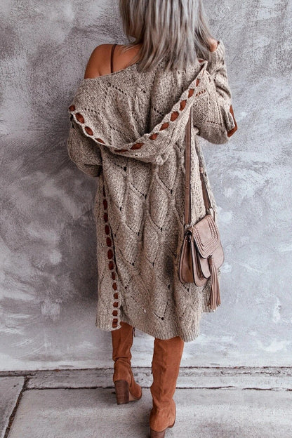 Strickjacke Damen | Lang | Kapuze | Grobstrick-HauteBerlin
