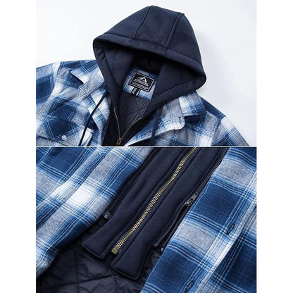 Kapuzenjacke - Kariert - Gestepptes Innenfutter - Zip-Up Hoodie - Herrenjacke-HauteBerlin