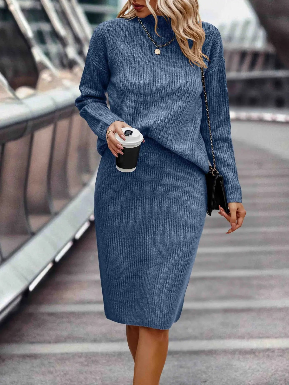 Strickzweiteiler Damen | Pullover | Midirock | Acht Farben
