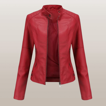 Bikerjacke Damen | Tailliert | Stehkragen | Reißverschluss