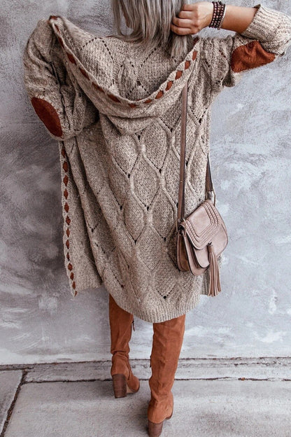 Strickjacke Damen | Lang | Kapuze | Grobstrick-HauteBerlin