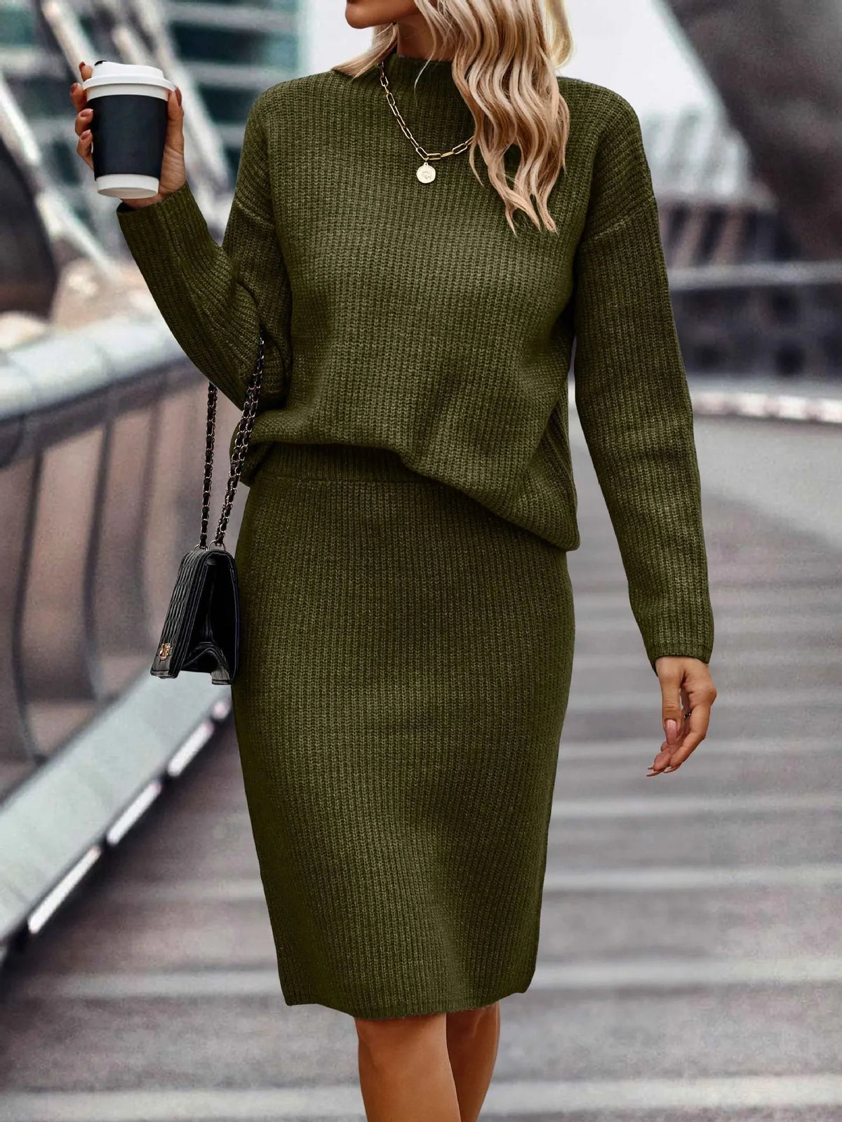 Strickzweiteiler Damen | Pullover | Midirock | Acht Farben