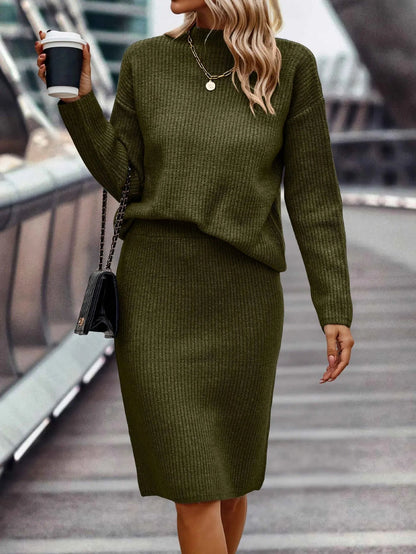 Strickzweiteiler Damen | Pullover | Midirock | Acht Farben