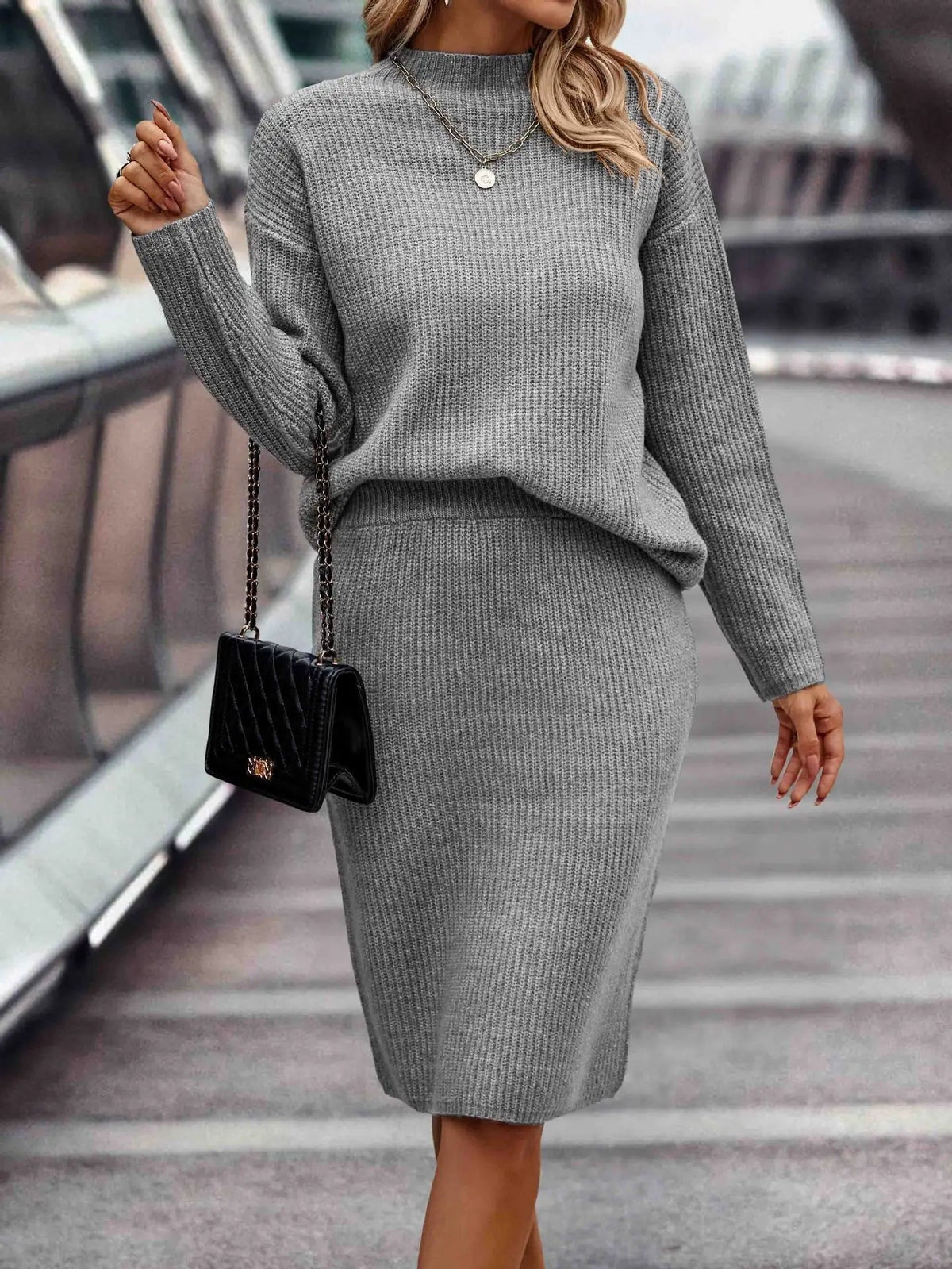 Strickzweiteiler Damen | Pullover | Midirock | Acht Farben