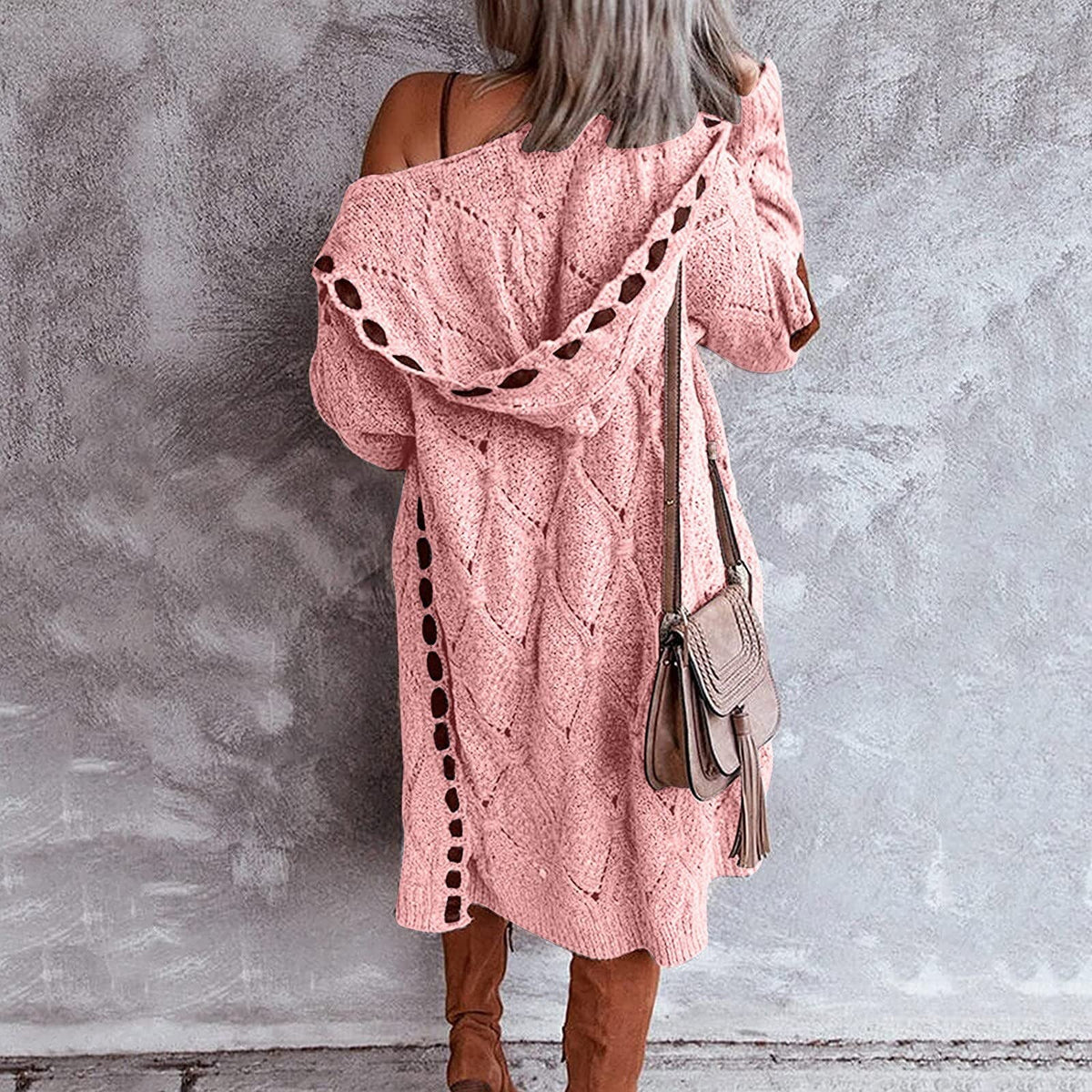 Strickjacke Damen | Lang | Kapuze | Grobstrick-HauteBerlin