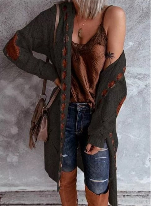 Strickjacke Damen | Lang | Kapuze | Grobstrick-HauteBerlin