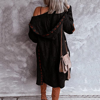 Strickjacke Damen | Lang | Kapuze | Grobstrick-HauteBerlin