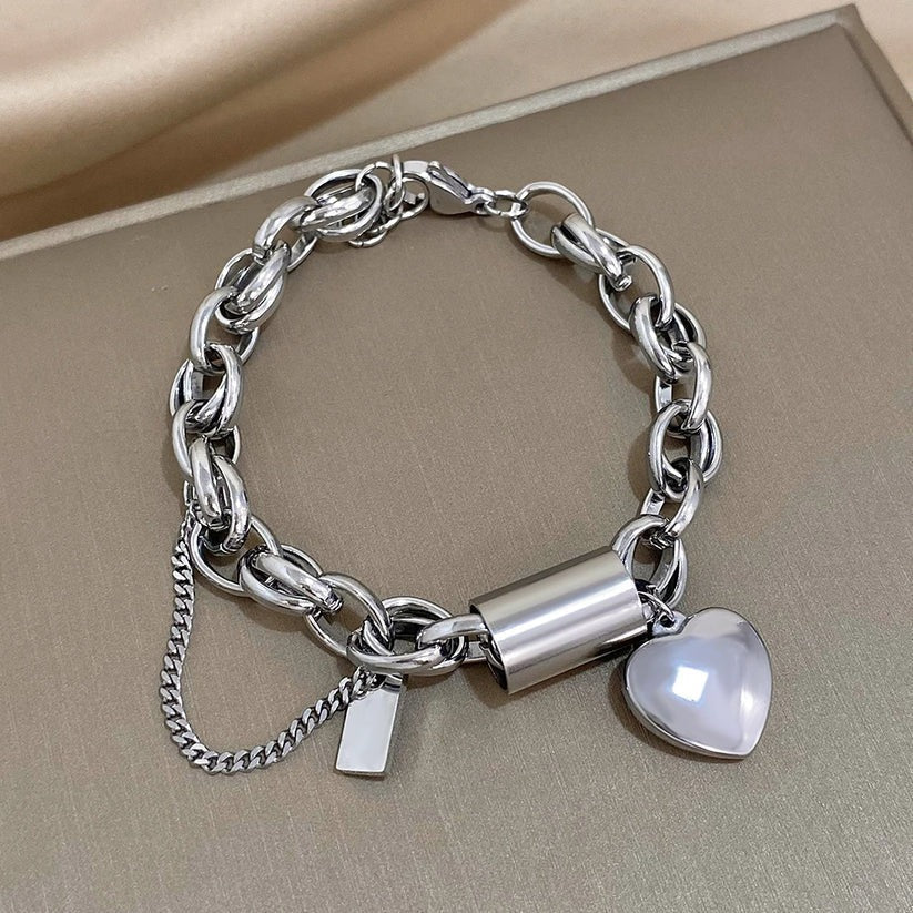 Armband Damen Gold | Gliederarmband mit Herz | Edelstahl-HauteBerlin