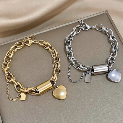 Armband Damen Gold | Gliederarmband mit Herz | Edelstahl-HauteBerlin