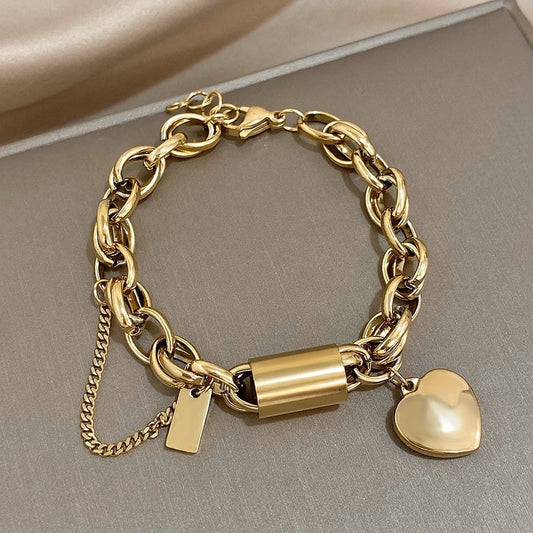 Armband Damen Gold | Gliederarmband mit Herz | Edelstahl-HauteBerlin