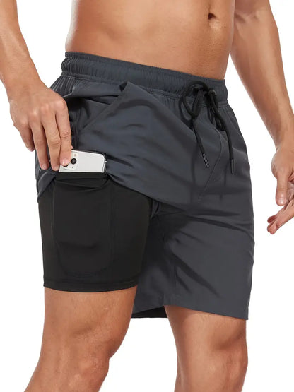 Badeshorts - Men's Drawstring Quick Dry 2-in-1 Board Shorts-HauteBerlin