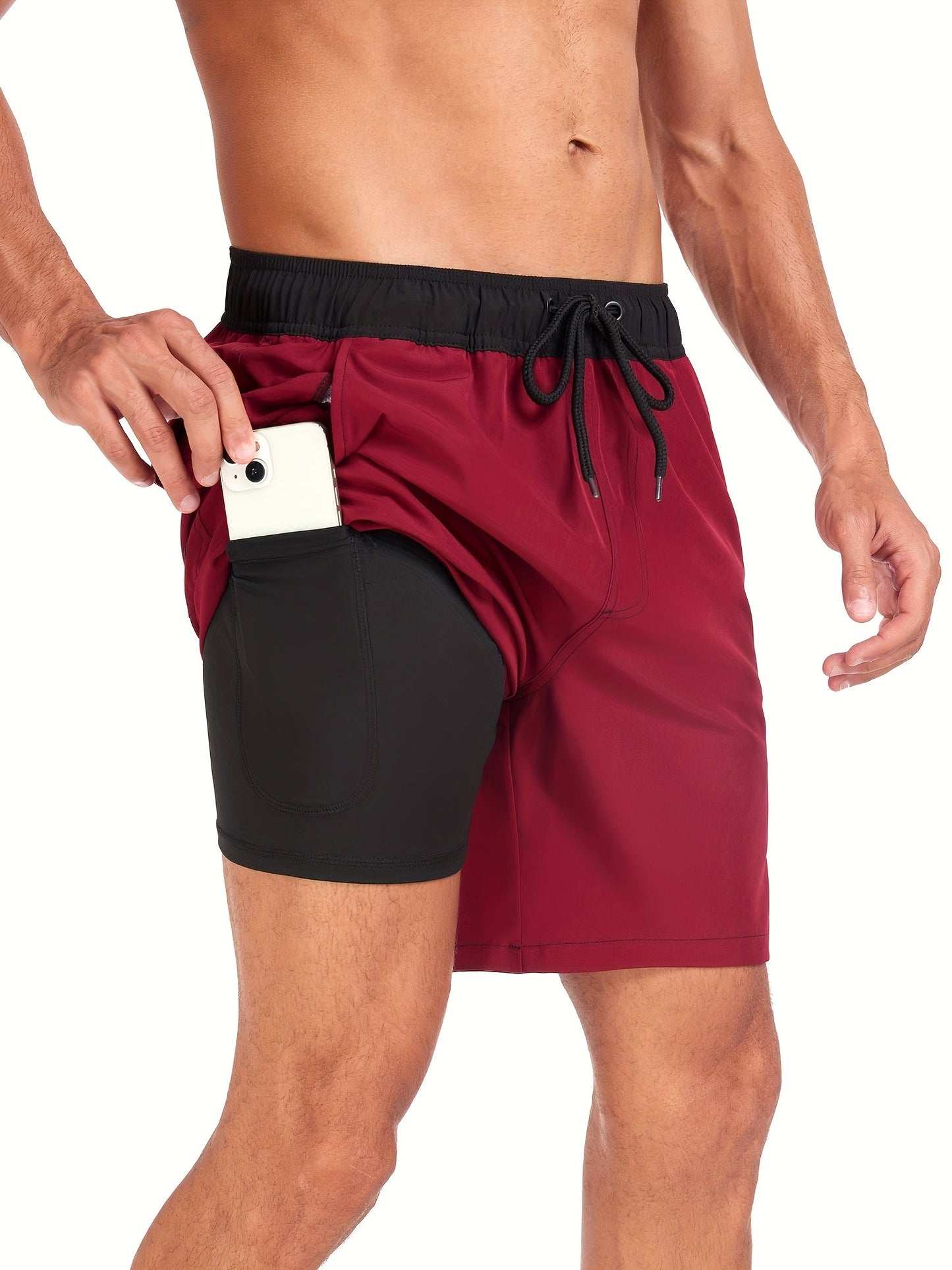 Badeshorts - Men's Drawstring Quick Dry 2-in-1 Board Shorts-HauteBerlin