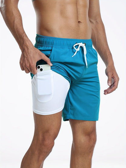 Badeshorts - Men's Drawstring Quick Dry 2-in-1 Board Shorts-HauteBerlin