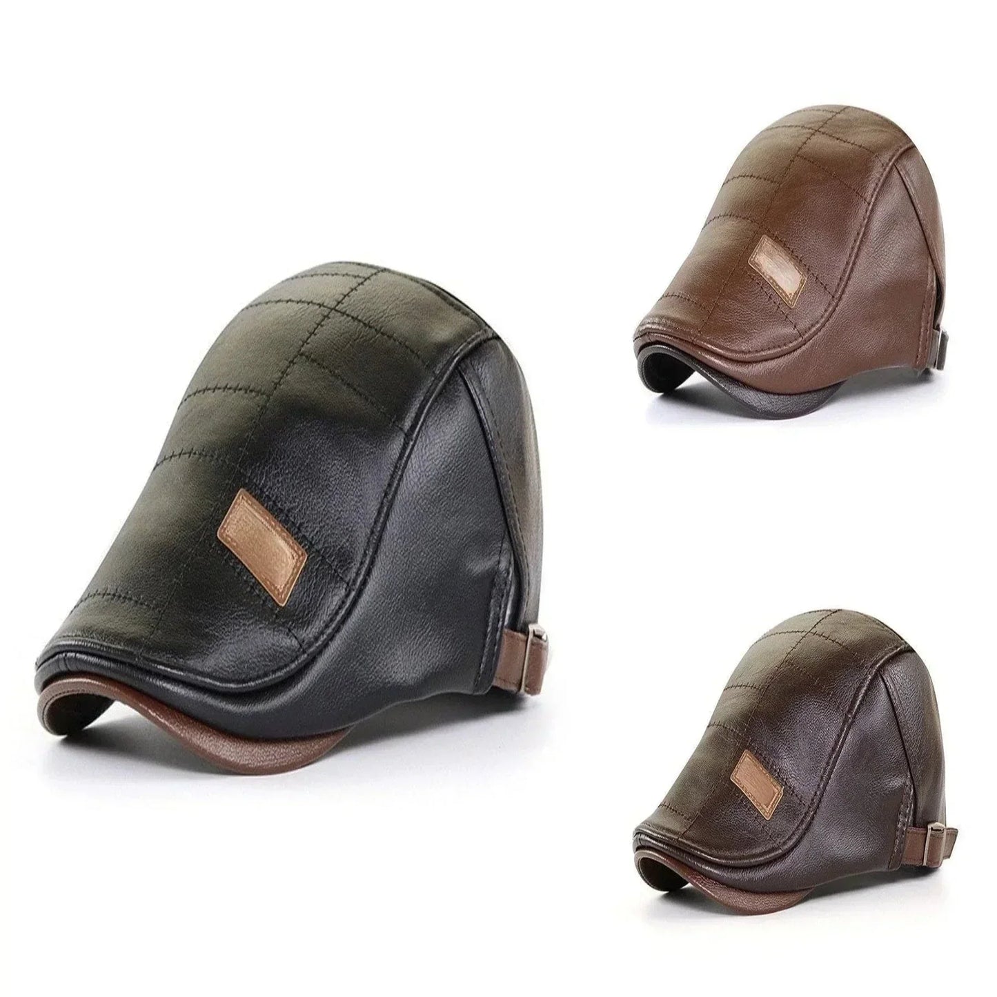 Baskenmütze - Leder - Paddy Cap - Flache Mütze - Herrenmützen-HauteBerlin