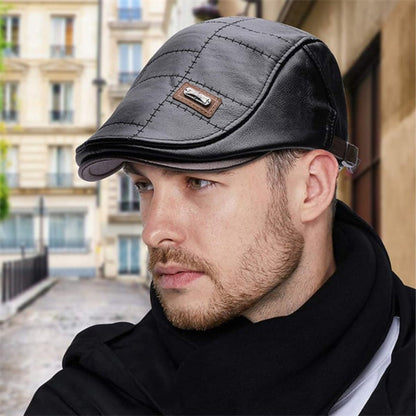 Baskenmütze - Leder - Paddy Cap - Flache Mütze - Herrenmützen-HauteBerlin