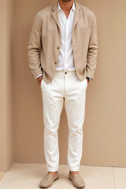 Blazer | Beige | Einreihig | Leichte Jacke | Herrenjacke-HauteBerlin