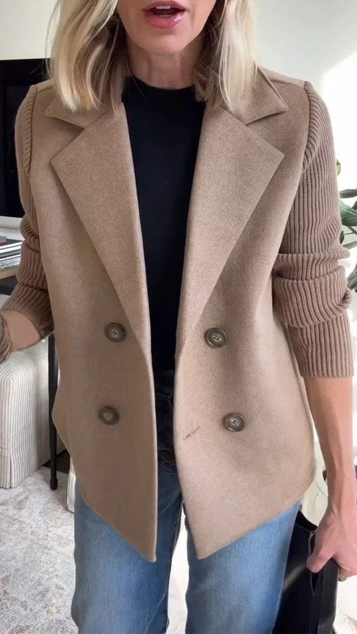 Blazer | Zweireihig | Strickärmel | Damenblazer-HauteBerlin